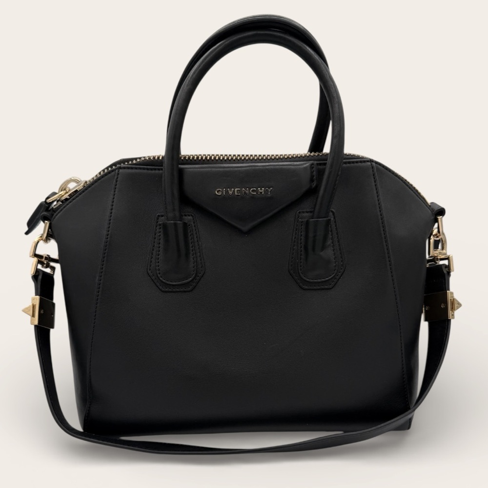 Givenchy Antigona Small Black Leather Satchel Top Handle Crossbody Bag